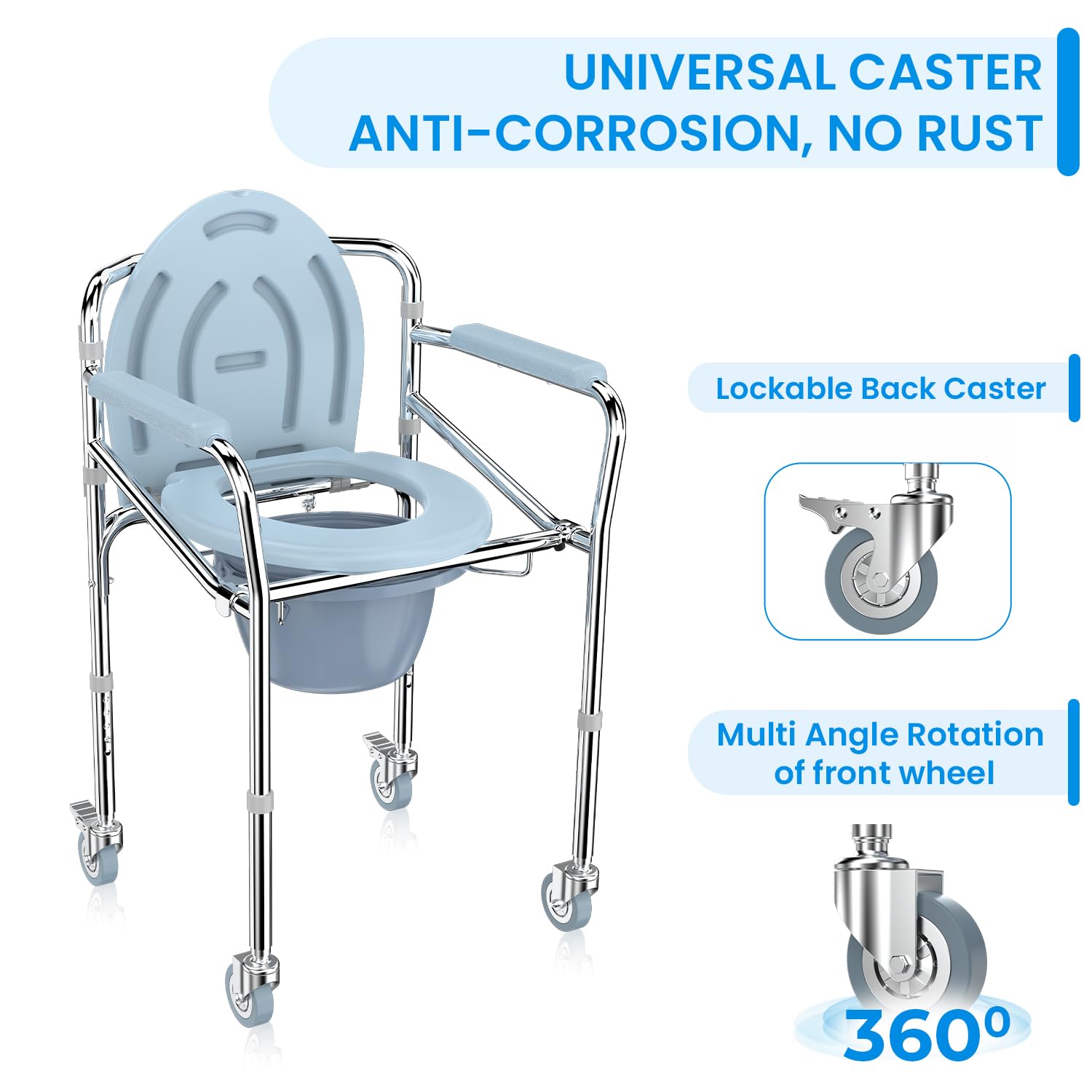Foldable Commode Chair with wheels - Image 3