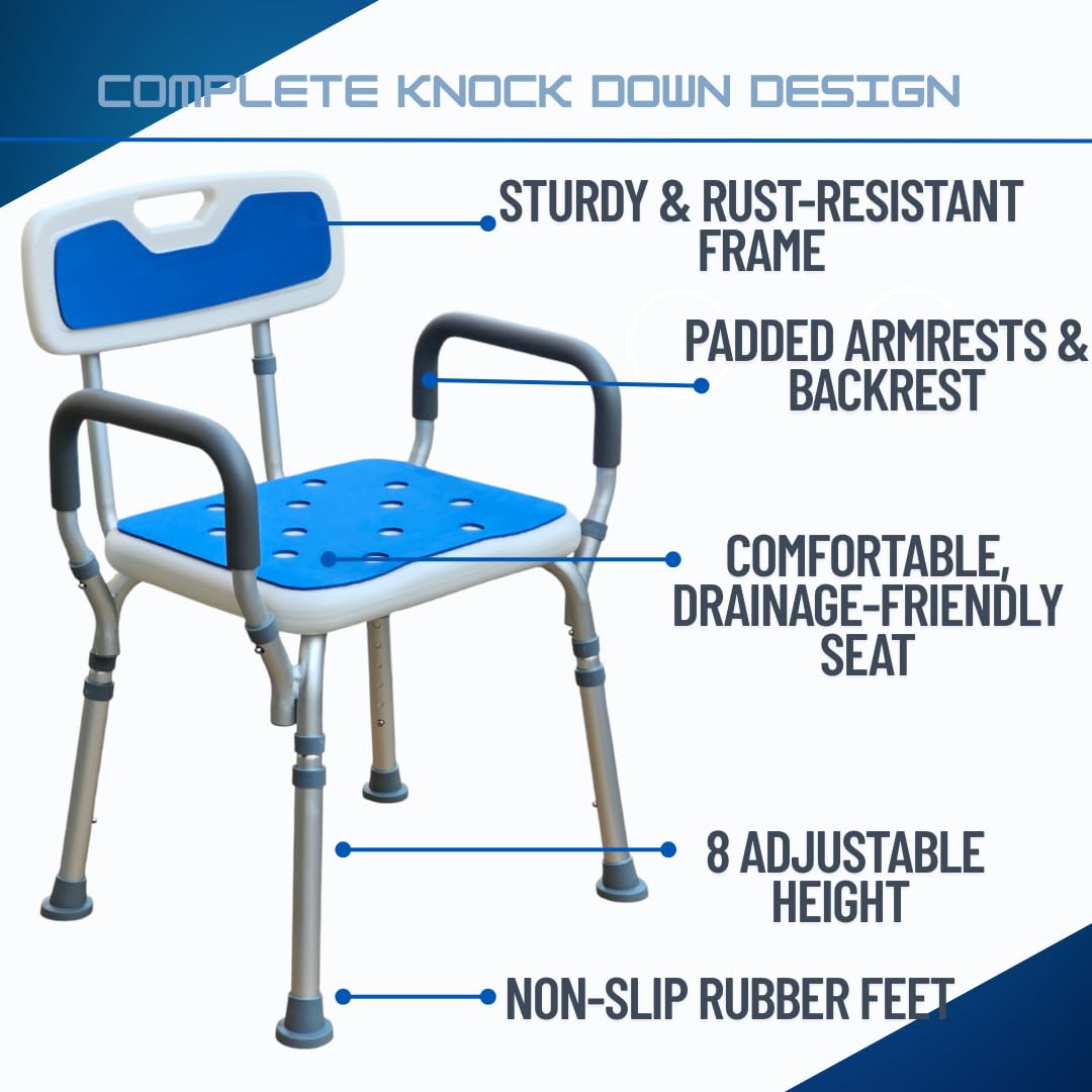 Adjustable Shower Chair – Non-Slip, Lightweight, & Rust-Resistant - Image 6